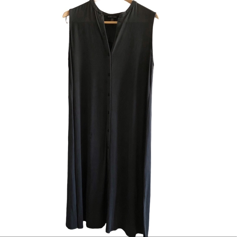 Eileen Fisher maxi button dress side slits